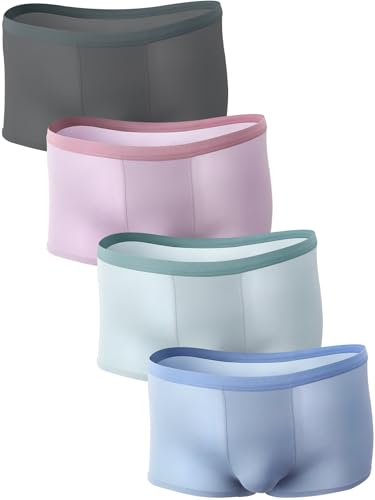 Men's 4-Pack Big & Tall Ice Silk Boxer Briefs, Soft, Breathable & Smooth Fabric, Cool and not Stuffy
