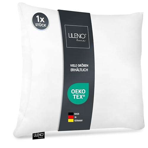 LILENO HOME Microfaser Kissen 40x40 cm [1er Set] bis 95 Grad waschbar - Kopfkissen 40x40 cm als Kissen-Füllung für Bett oder als Dekokissen - Sofakissen & Zierkissen