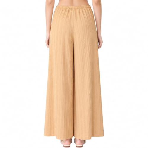 Image of Women Wide Leg Palazzo Pants Combo Pack of 2 |Trousers for Women | Loose Fit Textured Palazzo Pants for Women & Girls | Casual Lounge Travel Wear