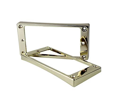 Guyker Curved Bottom Metal Humbucker Pickup Mounting Ring Set - Bridge And Neck Pickups Cover Frame Replacement Compatible With Les Paul Lp Style Electric Guitar Or Precision Bass(2Pcs, Golden) #TOP2