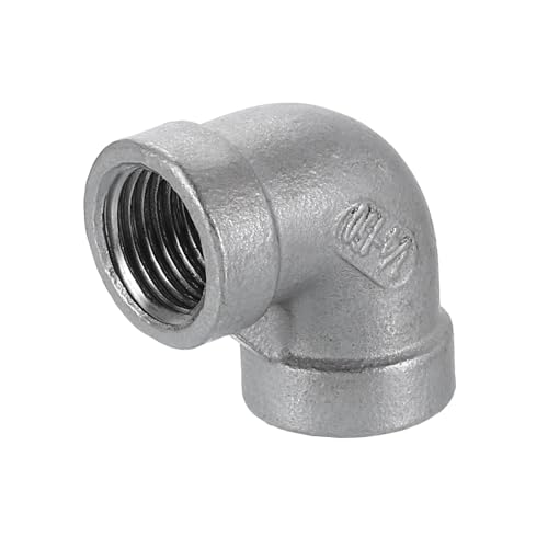 sourcing map 304 Stainless Steel 90 Degree Elbow Fittings G1/4 Female to Female Threaded Adapter Pipe Fitting for Connecting Water Pipe Air Hose PVC Tube Cast Coupling