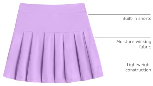 Image of Arshiner Girl's Tennis Skirts with Shorts Athletic Pleated Skirt Workout Performance Skorts with Pockets for Kids 4-13Y