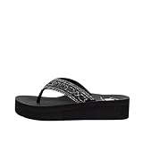 Yellow Box Women's Balat Flatform Sandal, Platform 1.25 inches, Heel 1.75 inches, Medium-High Comfortable Flip-Flop (Black, 8)