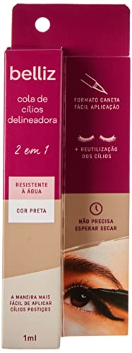 Cola de Cílios Delineadora, Cor Preta, Belliz