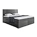 MEBLINI Boxspringbett mit Bettkasten - Gepolstert Doppelbett mit Matratze und Topper - Polsterbett mit Stauraum - Bett mit Kopfteil - Stauraumbett - MORANO - 180x200 - H4/Schwarz Kunstleder