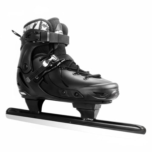 Slyzjdl Men Ice Skate Shoes Comfortable Speed Skates Removable Lining Secure Buckle System Breathable Construction Suitable for Adult Sports Contest, Black, 38-41