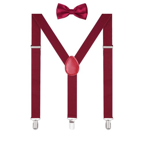 Image of habibee Suspenders and Bow Tie Set for Men, Adjustable Elastic Braces with Y-Back, Diverse Colors, Strong Clips