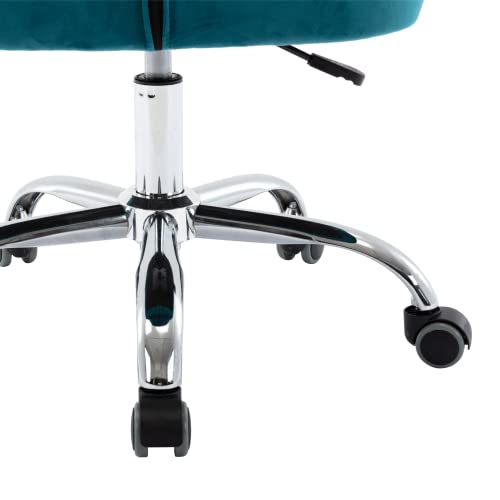 Homefun Velvet Desk, Chair Cute Vanity Chair Upholstered Swivel Rolling Task Chair Girls Home Office Chair Height Adjustable For Bedroom Living Room, Teal #TOP5