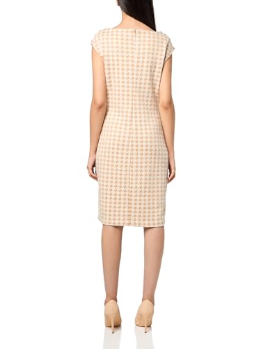 Image of Tommy Hilfiger Women's Cap Sleeve Crew Neck Two Hip Pockets Pixelated Houndstooth Sheath Dress