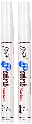 Ebeter Paint Marker Pens - 2 Pack Single color Permanent Oil Based Paint Markers,Quick Dry,Medium Tip,and Waterproof Marker Pen for Wood, Fabric, Plastic,Rock Painting,Metal,Canvas, Mugs,Glass(White)