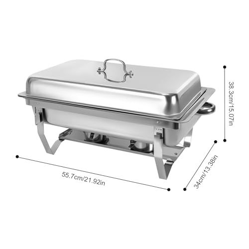 HuKaiL 3L*3 Edelstahl Warmhaltebehälter, Speisewärmer mit Zwei Heizoptionen Wärme/Kälteisolierung bis 9L, Warmhaltegerät Chafing Dish Buffetwärmer mit Aufhängeplattform Bankette, 55.7 * 34 * 38.3cm – Bild 4