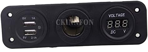 Davitu Cables, Adapters & Sockets - 20Pcs/Lot 12V 24V USB Socket Splitter 3 in 1 Car/Boat/Phone Charger Digital Voltmeter Digital Moto Socket Car Cigarette Lighter - (Color Name: Green 3.1A)