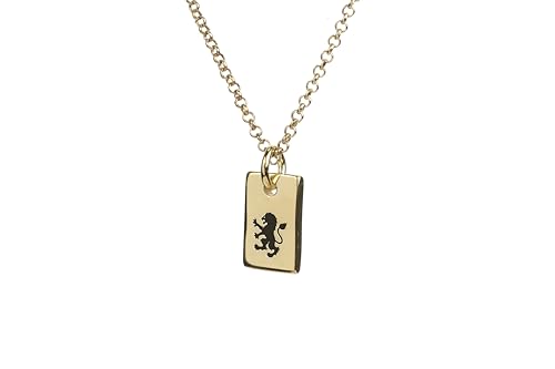 Collier lion héraldique or 14k avec pendentif signet rectangle gravé pour homme et femme