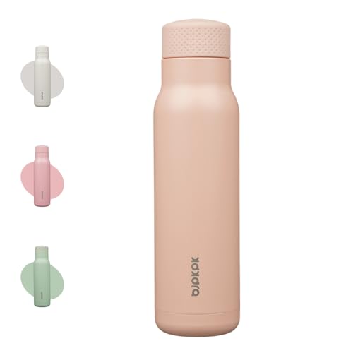 Image of BJPKPK Stainless Steel Water Bottle,21oz insulated Reusable Bottle,Leakproof Metal Thermal Flask Double Wall,Keep Drinks Cold and Hot,Peach