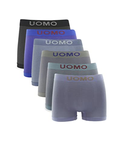 Channo Pack de 6 Boxer de Lycra sin costuras con rayas horizontales