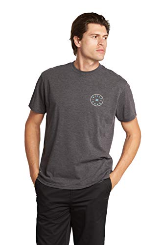Billabong Men's Classic Short Sleeve Premium Logo Graphic Tee T-Shirt, Black Heather Rotor, Large