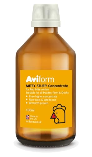 MITEY STUFF! Red Mite Liquid for Poultry Birds - Prevent Mites, Lice And Fleas on Chickens - Simply add to drinking water (100ml)