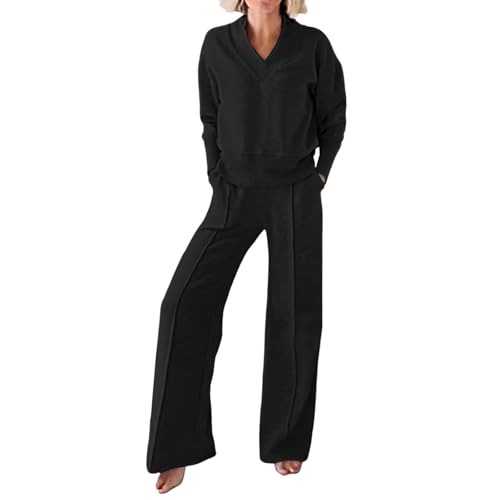 Ensemble pantalon large femme et haut manches longues pour look décontracté