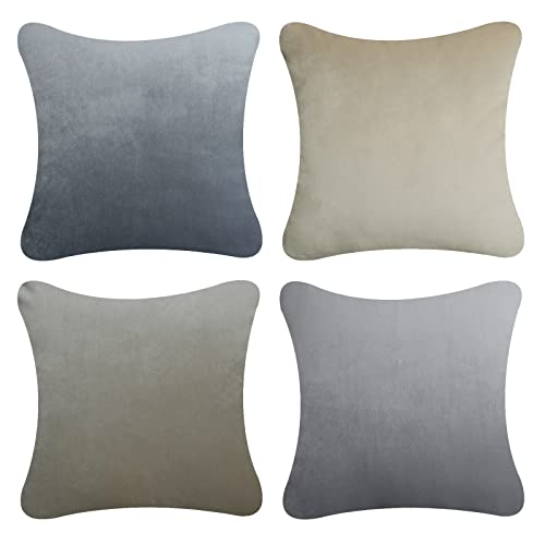 Mekajus Throw Pillow Covers 18X18 Set Of 4 Decorative Pillow Covers Soft Velvet Pillow Covers Couch Pillows For Living Room Sofa Car Home Decor (Neutral) #TOP6