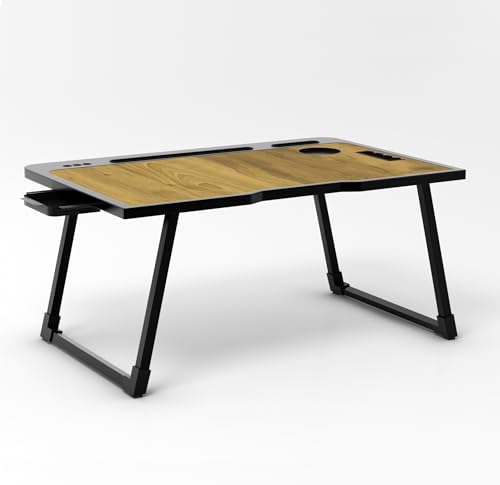 Image of Cubiker Computer Desk, Home Office Writing Study Desk, Modern Simple Style Laptop Table with Storage Bag (Brown, 60[cm] x 40[cm] x 28[cm])