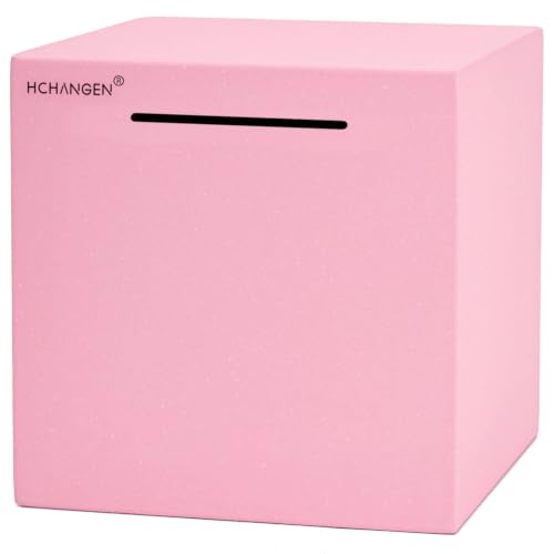 HCHANGEN Unbreakable Piggy Bank for Adults, Stainless Steel Money Bank for Real Cash Savings, Must Break to Open Saving Box, Large Capacity Safe Coin Bank for Kids & Teens (Pink, 7.5inches)