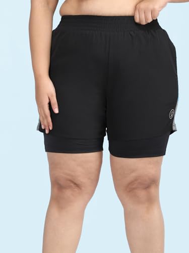 Image of CHKOKKO Sports Shorts for Women Running Gym Workout - Dry Fit Quick Dry Double Layer Inner Compression with Pockets | Breathable Lightweight Athletic Wear Above Knee LIGHTGREY 5XL