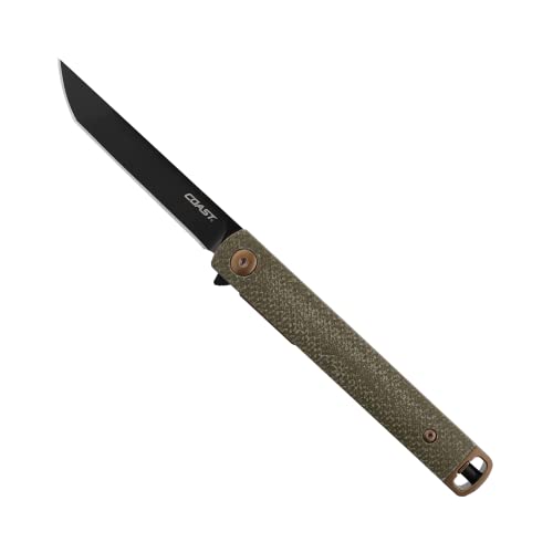 Coast Founder's Collection Select Lx504, Gentleman's Edc Folding Pocketknife, Tanto Blade, Flipper Tab, Liner Lock, Two Position Pocket Clip, Black 9Cr18Mov Stainless-Steel, Dark Green #TOP19