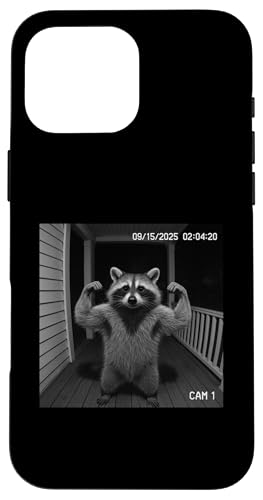 Funny Raccoon Flexing On Security Camera X}zP[X iPhone 16 Pro Max p