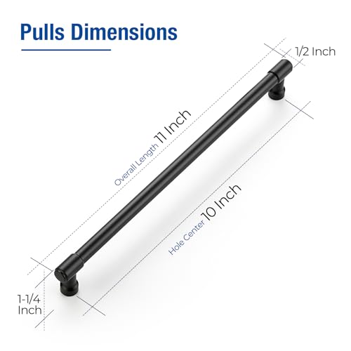 JOY DECOR Matte Black Cabinet Handles Modern Pulls,10 Inch,5 Pack by JOY DECOR - Used condition - Image 3