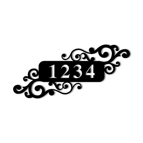 Customized Metal Address Plaque With Personalized House Number For Outdoor Use - Can Be Mounted On Wall Or Beside Front Door - Metal House Numbers Scroll Marker - Made In Usa #TOP7