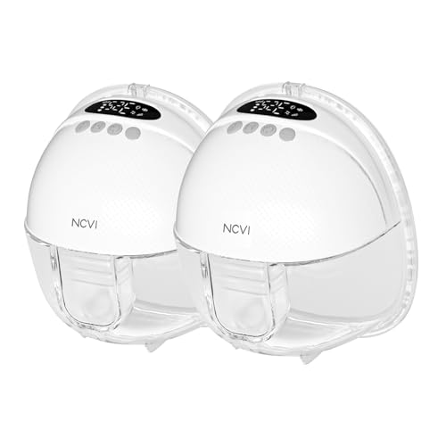 Image of NCVI Hands Free Breast Pump 8131, Wearable Breastfeeding Pump with 4 Modes & 9 Levels, Portable Rechargeable Milk Pump with LED Display, Low Noise & Discreet, 19 /21 /24 mm Flanges, White