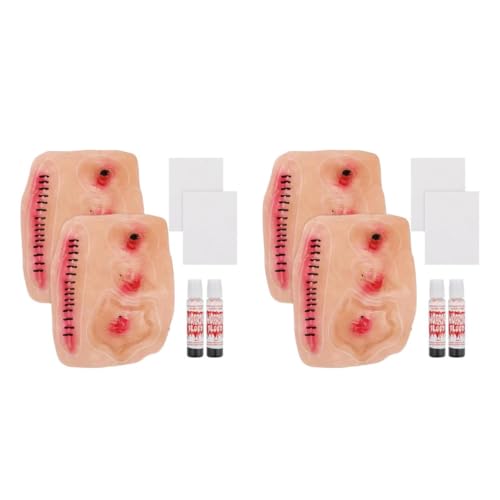 Image of 4 Pcs Fake Wounds Body Decorations Sticker Halloween Fake Scar Temporary Stickers Scar Fake Cuts Halloween Fake Scars on Fake Realistic Scar 3d Clothing