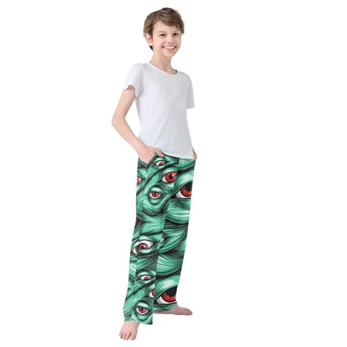 Boys' Pants Scary Fantasy Hair Eye Pattern Long Bottoms Jogger Pants Elastic Waist Trousers with Pockets S-XL4