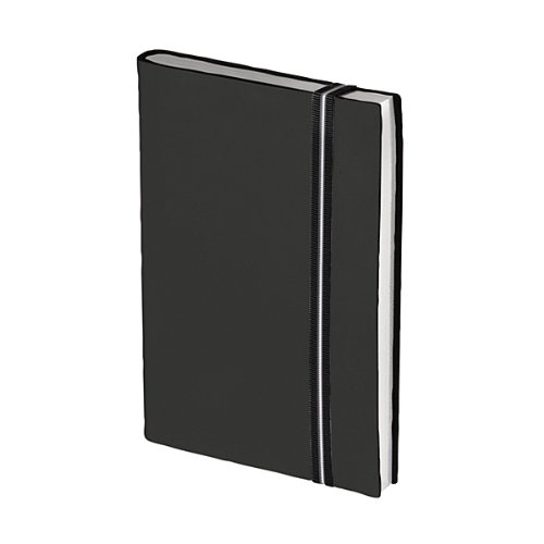 Notizbuch aus Leder mit Gummiband und Stifthalter, grau, hochwertig verarbeitetes blanko Notizheft, Echtleder Softcover, A5
