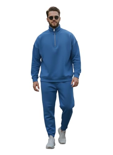 Image of Mack Jonney Solid Half Zipper Track Suit for men | Co-ord Set | Warm Fleece Tracksuit Set | Full Sleeve Sweatshirt