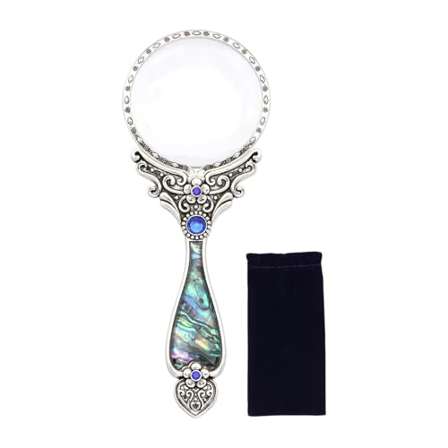 Loupe de lecture rétro style vintage argent en métal, cadeau idéal pour passionnés d'art