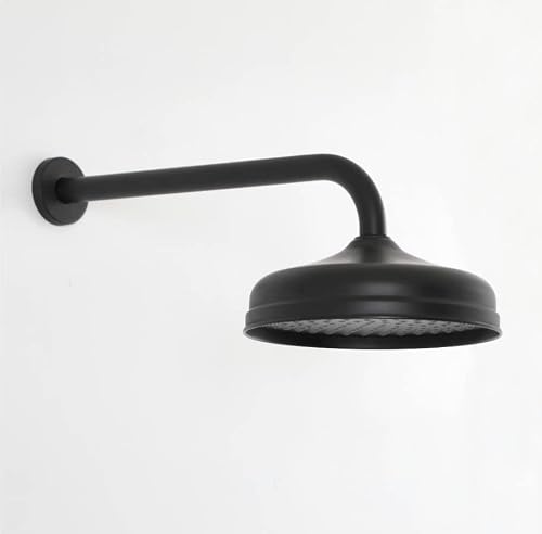 Milano Black Elizabeth 205Mm Round Rainfall Shower Head Wall Mounted Arm