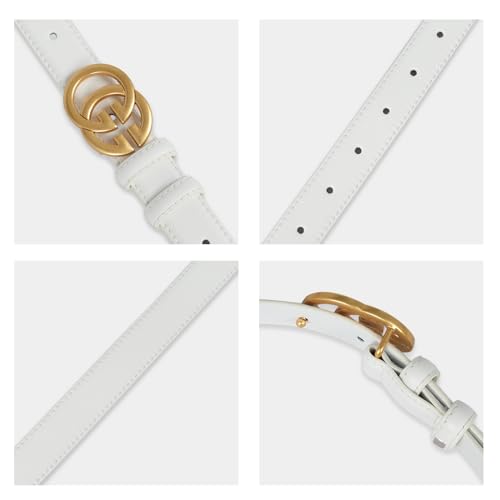 Image of Women's Fashion Classic Metal Buckle Leather Belt with Jeans Dress