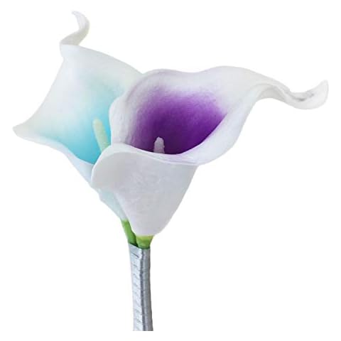 Lily Garden Real Touch Two Calla Lily Boutonniere Corsage Customize (Purple Center & Turquoise Center) Cover
