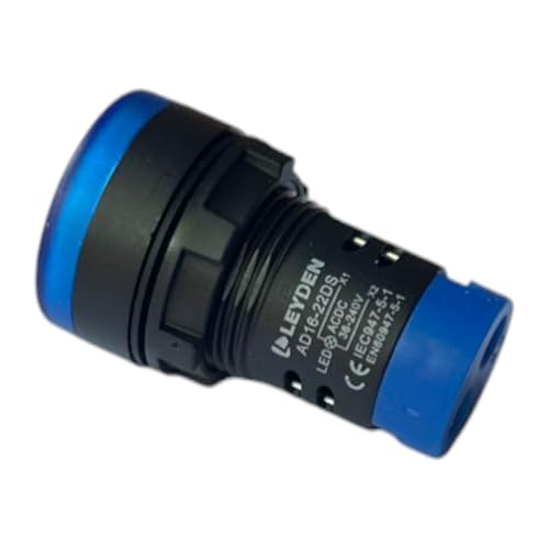 LEYDEN® 36-240V AC/DC Multiple Voltage Bright LED Round Indicator 22mm Panel Mount LED Indicator Pilot Signal Light Lamp (Blue, 1)