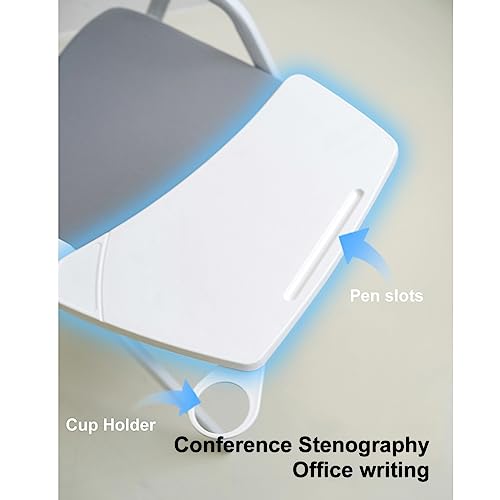 Mesh Guest Chair Stackable Conference Room Chairs Office Chair with Writting Board-Rotatable Design,