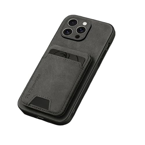 Funda de teléfono con tarjetero negra que soluciona el espacio en tu iPhone 14 Pro Max