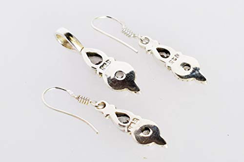Conjunto de joyas de cuarzo rosa para novia y compromiso con pendientes de plata 5