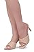 Shoe Land Melrose Women's High Heels Stiletto Heeled Slides, Square Open Toe One Band Slip-On Heeled Mules – Dressy Clear Heeled Sandals for Prom Party Wedding and Vacation, Nude, Size 9.0