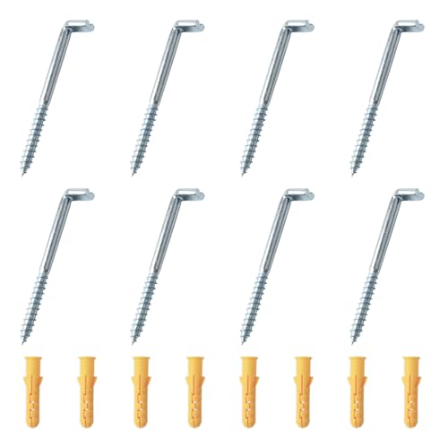 TTIAYAO 8 Juegos Ganchos Pared,Alcayatas Pared Con Pernos de Expansión Alcayatas En Forma de L,Se Puede Instalar de Forma Segura en Madera y Hormigón(1.8 x 8 CM)