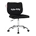 Impressions Vanity Hello Kitty Kawaii Swivel Vanity Chair for Makeup Room, Adjustable Height Cute Desk Chair with Wheels Rolling, Comfy Polyurethane Foam Back Armless Chair for Dorm (Black)