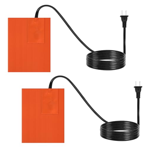 Nkiy Quen 2 Pcs Engine Silicone Heating Pad-5" x 4" Self-Adhesion Oil Pan Heater with 194℉ Thermostat-80W Engine Block Heater Pad for Cold Weather Car Automotive Engine Heating