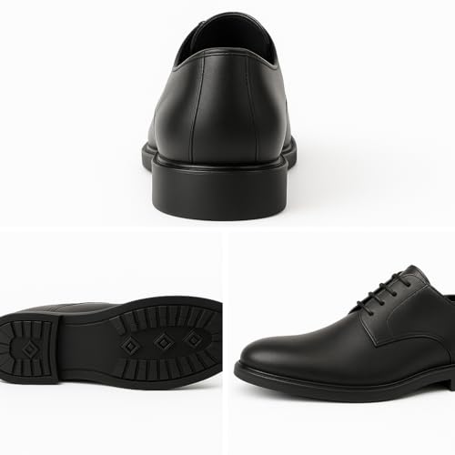 Image of Mens Tuxedo Dress Shoes Classic Formal Oxfords Faux Patent Leather Shoe Lace-up Dress Shoes for Business Wedding Suit Black