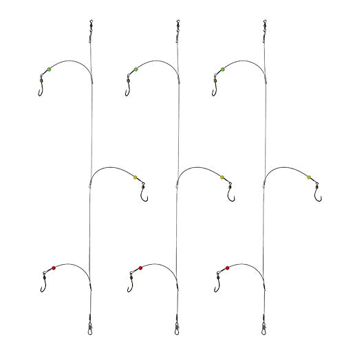 Dyxssm Fishing Hooks with Leader Rigging, Fishing Hook Line Stainless Steel Fishing Rigs Wire and Rig Hooks (3/0#, Style-B: 3 Hooks rig) by Dyxssm - Used condition - US$14.30