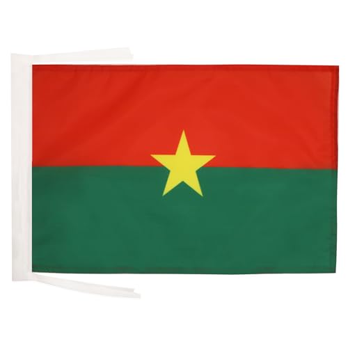 Burkina Faso Flag 18'' x 12'' cords - Burkinabé SMALL flags 30 x 45cm - Banner 18x12 in - AZ FLAG